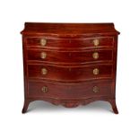 A George III mahogany and rosewood crossbanded serpentine chest