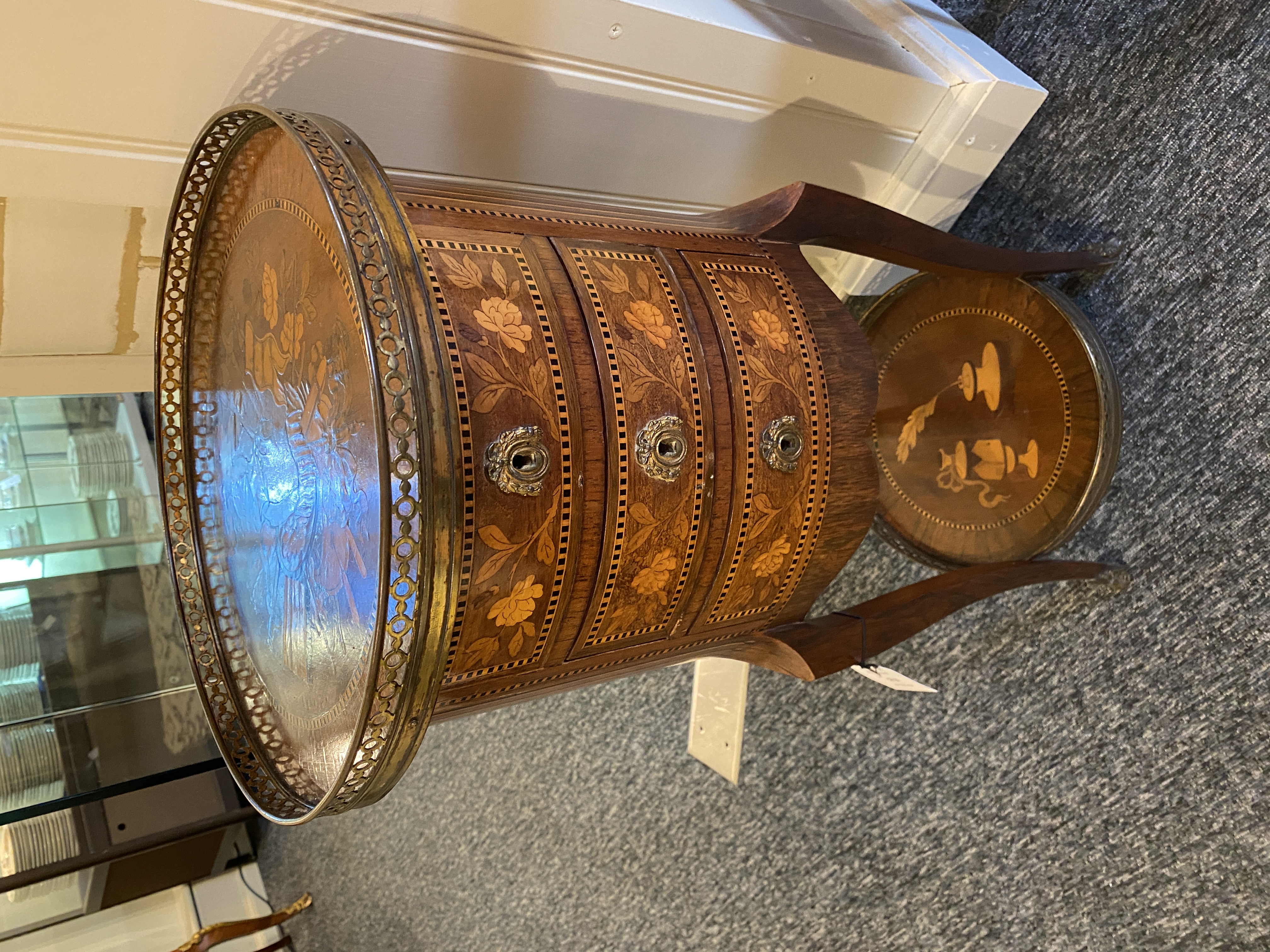 A late 19th century French walnut, kingwood and sycamore table en chiffonière - Image 3 of 5