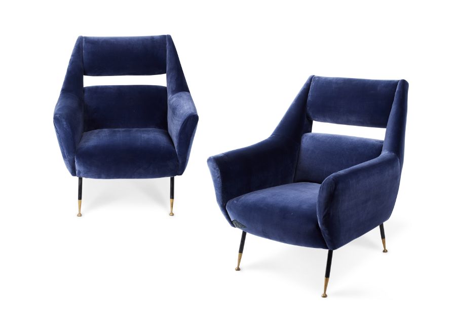 A pair of 1950's Italian lounge chairs, attributed to Minotti,