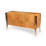 A satin birch and silvered Art Deco style sideboard by Wiggers Custom Furniture