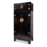 A late 19th century / early 20th century Chinese ebonised wedding cabinet