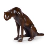 A large contemporary floor standing patinated bronze model of a panther