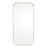 A 1950’s gilt brass rectangular wall mirror with canted angles, probably Italian