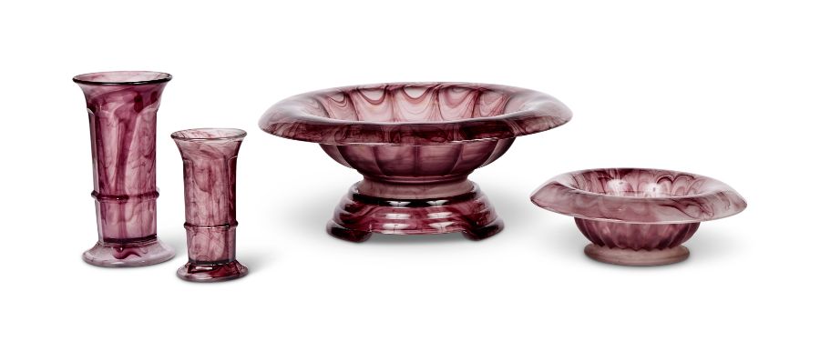 A group of mid 20th European purple decorative glass