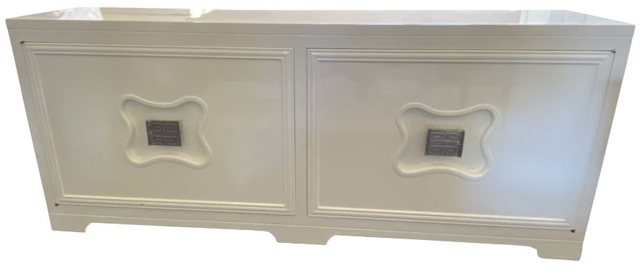 A contemporary Chinese style white lacquer side cabinet
