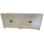 A contemporary Chinese style white lacquer side cabinet