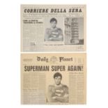 SUPERMAN III - One Daily Planet Newspaper and One Italian Newspaper