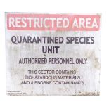 JURASSIC PARK III - InGen Industries "Quarantined Species Unit" Sign