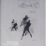 STAR WARS: RETURN OF THE JEDI (1983) - Hand-Drawn Ralph McQuarrie "Luke vs. Vader" Concept Sketch