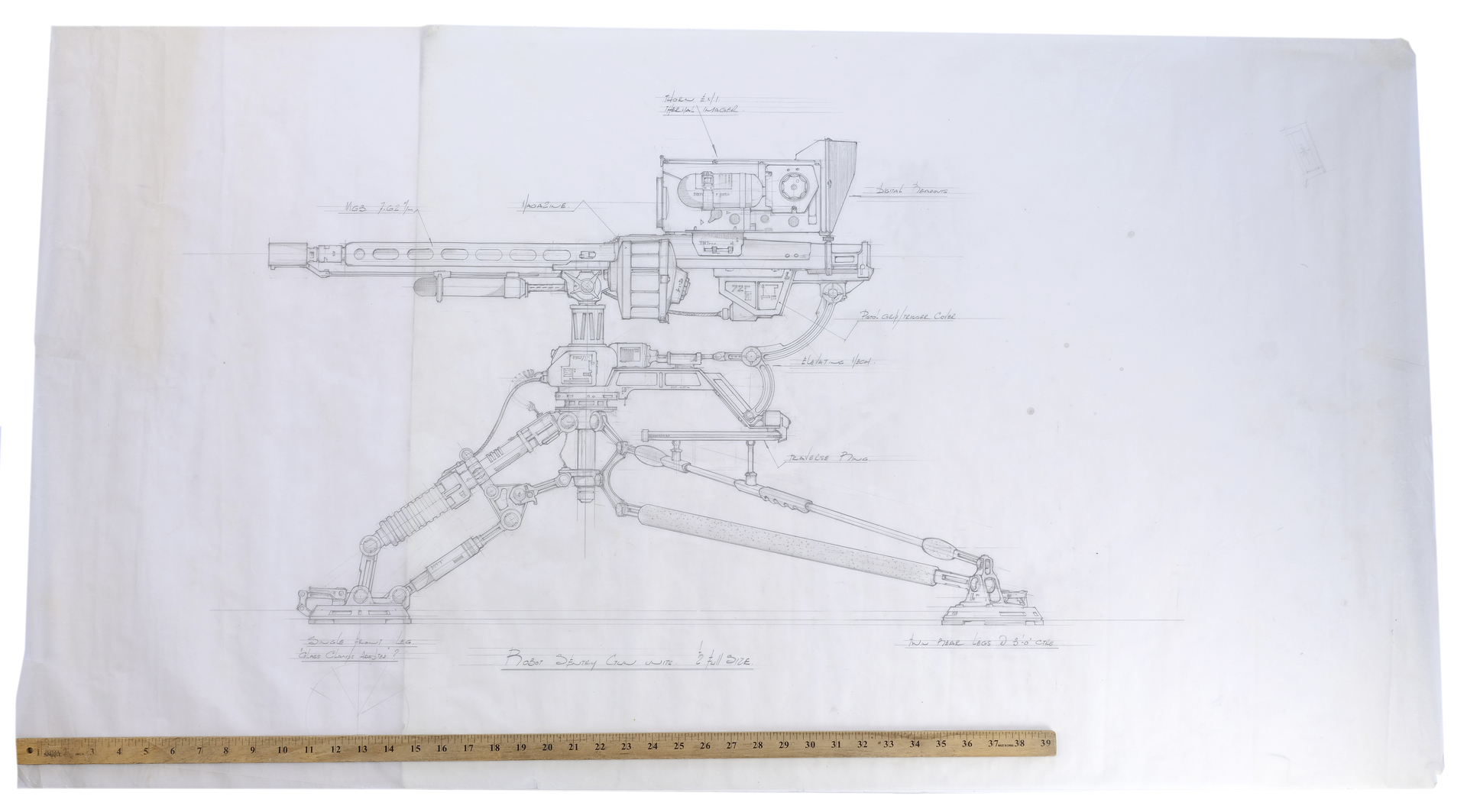 ALIENS - Hand-Drawn UA 571-C Automated Sentry Gun Blueprint - Image 3 of 3