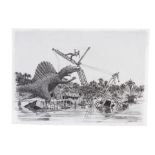 JURASSIC PARK III - Hand-Drawn Jack Johnson Spinosaurus Attack Concept Illustration