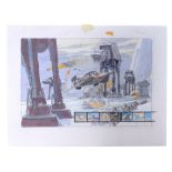 STAR WARS: THE EMPIRE STRIKES BACK (1980) - Printed and Hand-Colored Color Study for "Ice Planet Hot