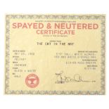 DR. SEUSS' THE CAT IN THE HAT - Cat in the Hat's (Mike Myers) "Spayed and Neutered" Certificate