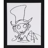 ALICE IN WONDERLAND (2010) - Tim Burton Autographed and Hand-Drawn Sketch