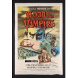BLOOD OF THE VAMPIRE (1958) - US One-Sheet Autographed by Barbara Shelley, 1958