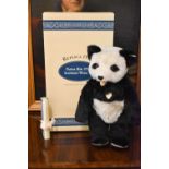 A large Steiff Panda Bear 1951, Replica 1995, mohair, with original box and certificate.