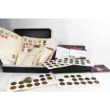 A group of stamps and coins including twelve 'Team GB Gold Medal Winners MIniature Sheets' of