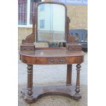 A Victorian ladies dressing table with mirrored back 154cm high