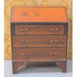A 20th century mahogany bureau, the full front enclosing a fitted interior 92cm high