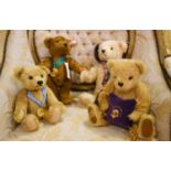 Three Steiff bears, each bearing original tags, mohair, to include 2016, 2017 and Winter Bear,