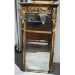 A 19th century pier mirror, the upper frieze decorated with garlands.105cm high by 48cm