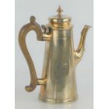 A Victorian silver coffee pot with fruitwood handle, of simple flared cylindrical form, with