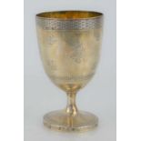 A Hunt and Roskell, fine mid Victorian goblet, of simple chalice form, with engraved flower and