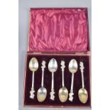 A set of silver spoons, Birmingham 1896, each with Queen Victoria head handles, cased.