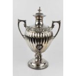A silver plated presentation samovar, engraved 'Presented to Leut J Brown MI on the occasion of