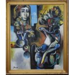 Sava Savov (20th century) Fabled Memory, signed, oil on canvas, original gallery label verso, 64