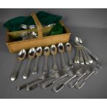 A vintage cutlery tray, containing Victorian silver plated spoons, and forks.