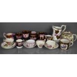 A selection of Victorian lustre ware, to include jugs of various form and size, cups and saucers and