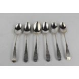 A set of six Georgian silver teaspoons, engraved with flowers to the handle, 2.56toz.