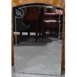 A Royal Artillery wall mirror, etched RA and having motif to bottom77cm by 52cm
