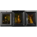 Three 19th century reverse paintings on glass portraits; William Fielding, Earl of Denbighshire,