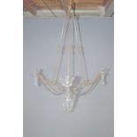 A metal and glass chandelier.