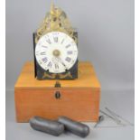 A 19th century French repousse Comtoise pendulum wall clock, with a painted Roman numeral dial, cast