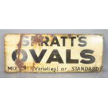 A vintage enamel Spratt's Ovals dog food advertising sign, single sided.66cm by 31cm