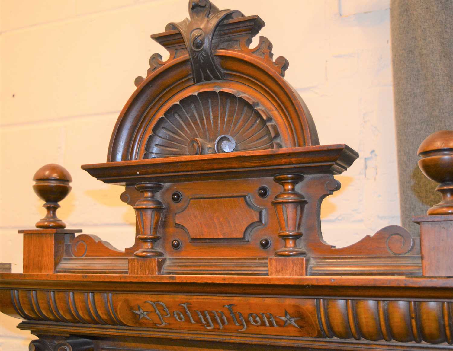 A late 19th century mahogany cased "Penny in the Slot" Polyphon music box on associated mahogany - Image 2 of 19