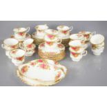 A Royal Albert "Old Country Roses" part tea service comprising cups, saucers and small plates.