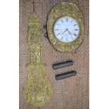 A 19th century French repousse Comtoise pendulum wall clock by Louis Jaquine of St Etiene, with
