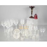 A group of Stuart Crystal glasses and other glassware.