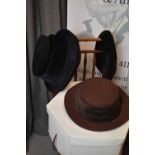 A vintage Pauline for Bermona draped velvet beret, a Graham Gwyther for Headworks, black felt,