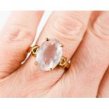 A clear quartz or rock-crystal stone ring, the stone of approximately 13.9 by 9.9mm set in