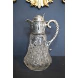 A silver and cut glass claret jug, with rope twist handle, Sheffield 1898, 27cm high.