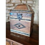 An Eastern iron clad box, with a caddy top form lid.