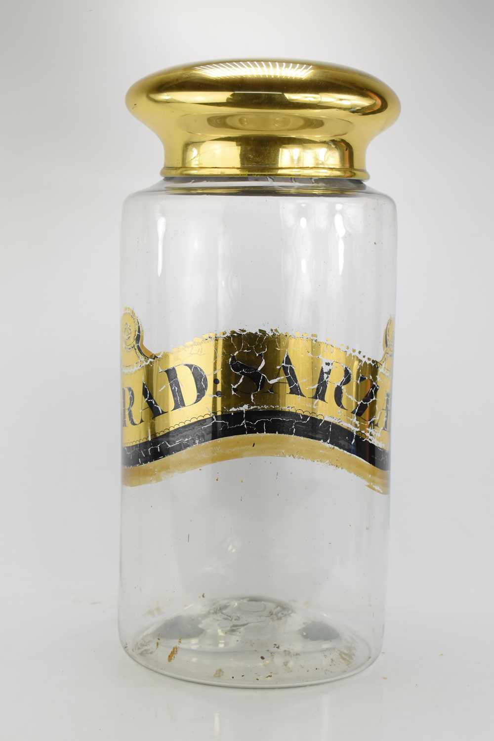 A 19th century hand-blown glass apothecary dispensing jar of considerable size with reverse