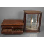 A Victorian microscope aaccessory / collectors cabinet comprising two drawers with fitted