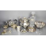 A group of silver plateware to include Edwardian tea pot, tea set comprising tea pot, milk jug and