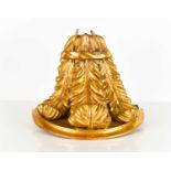 A 19th century giltwood carved wall bracket, in the form of the 'Prince of Wales' feathers, 30 by